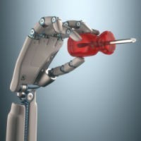 robot hand with screwdriver