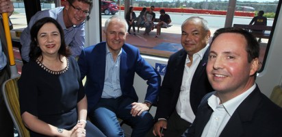 Australia's new Trade Minister Steven Ciobo (far right) with Malcolm Turnbull in October last year.