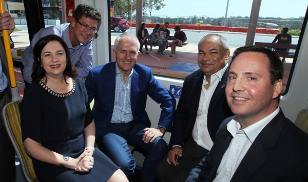 Australia's new Trade Minister Steven Ciobo (far right) with Malcolm Turnbull in October last year.