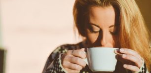 woman drinking coffee