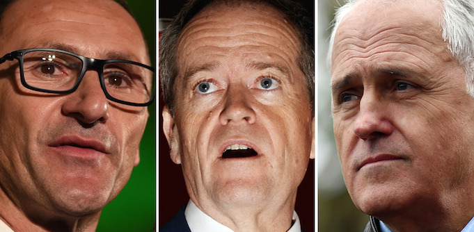 Richard Di Natale, Bill Shorten, Malcolm Turnbull