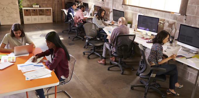 people working in an office