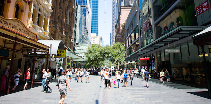 Pitt St shopping mall Sydney