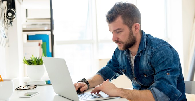 Business owner using a computer