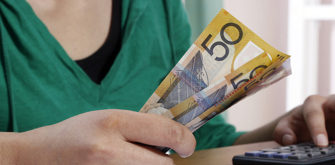 A women counting money