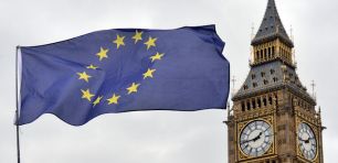 Brexit European Union Flag at Westminster