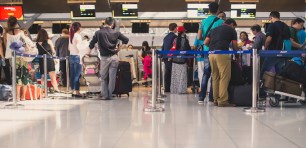 People waiting at airport points