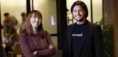 Zambesi co-founder Rebekah Campbell and general manager of WeWork Australia Balder Tol. Source: Supplied.