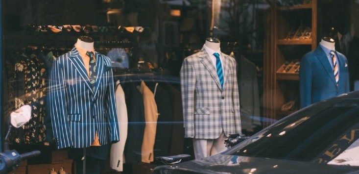 business suits in shop window