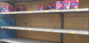 tampons empty shelf tampon shortage