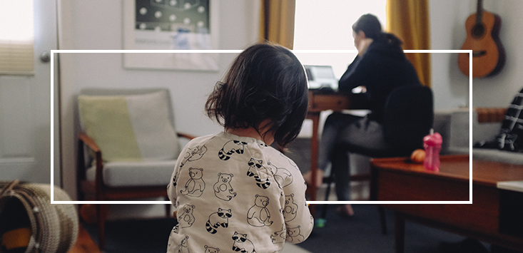 Child in parent's home office