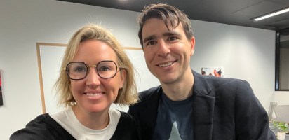 Spool AI co-founders Chloe Hanson-Boyd and Leopold Silberstein selfie